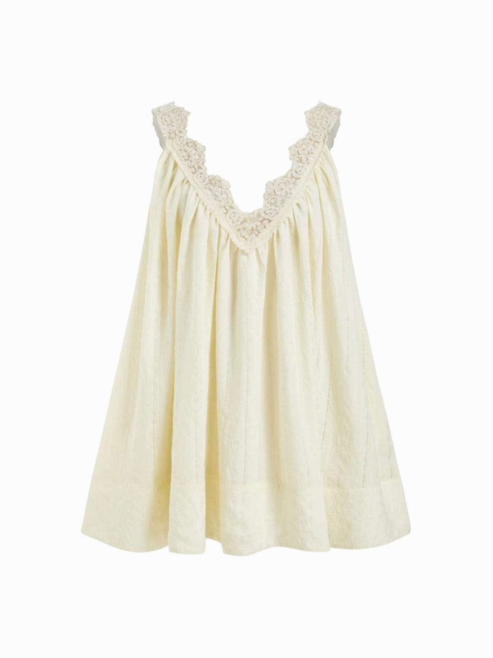 V-Neck Oversized Floral Lace Flared Mini Dress - Picture 2 of 6
